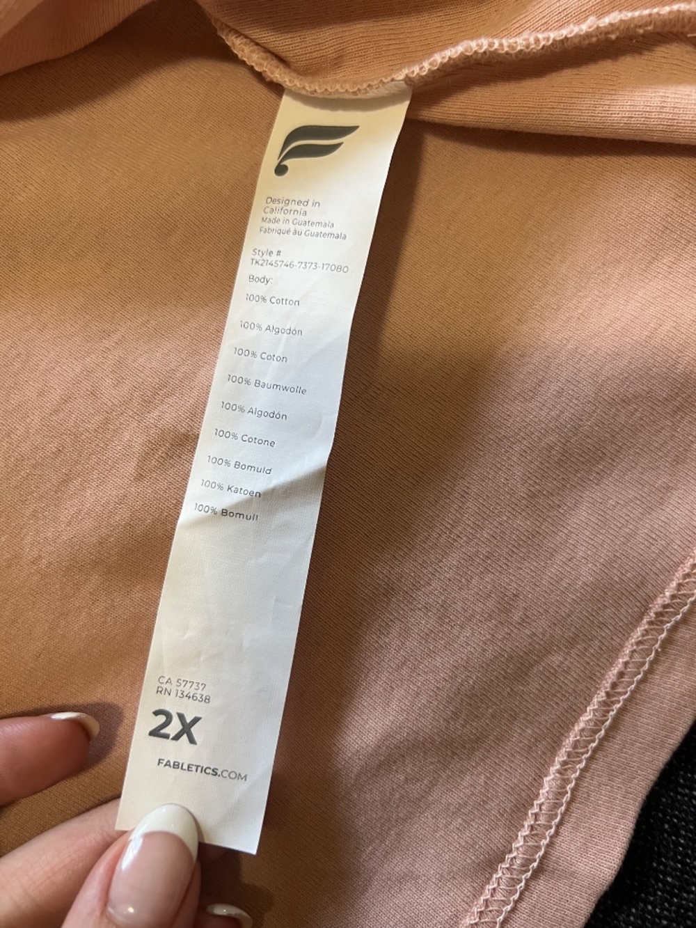 Light Peach Fabletics Tank 2X - Picture 3 of 4